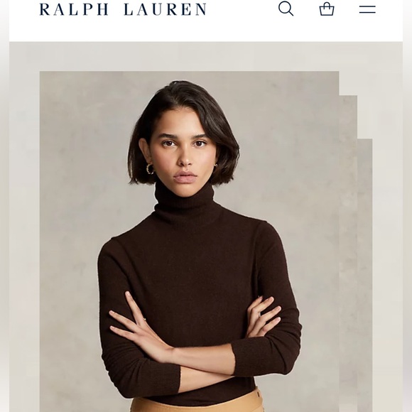 Polo Ralph Lauren Slim Fit Washable Cashmere Brown Turtleneck Sweater - Picture 8 of 8